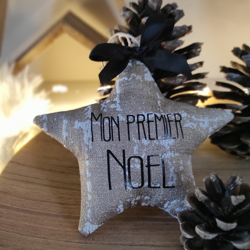 etoile mon premier noel tissu doré 