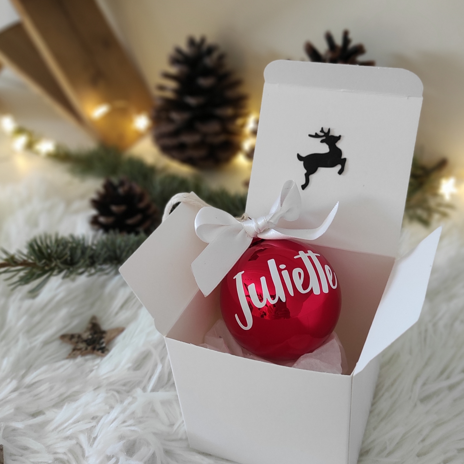 Boite cadeau boule de Noël Fille, Décorations de Noël